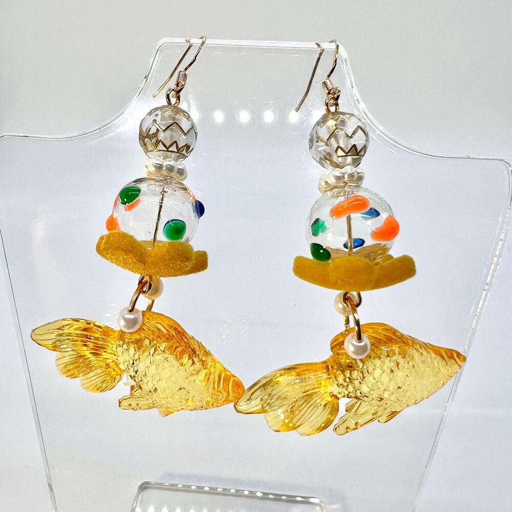 Goldfish Earrings - Fish Earrings - Animal Earring - Ocean Accessories - Novelty